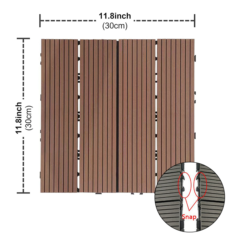 Factory Directly Sale Outdoor WPC DIY Deck Tile Waterproof Anti-Slip Easy Installation Interlocking Wood Plastic Composite Deck Tile