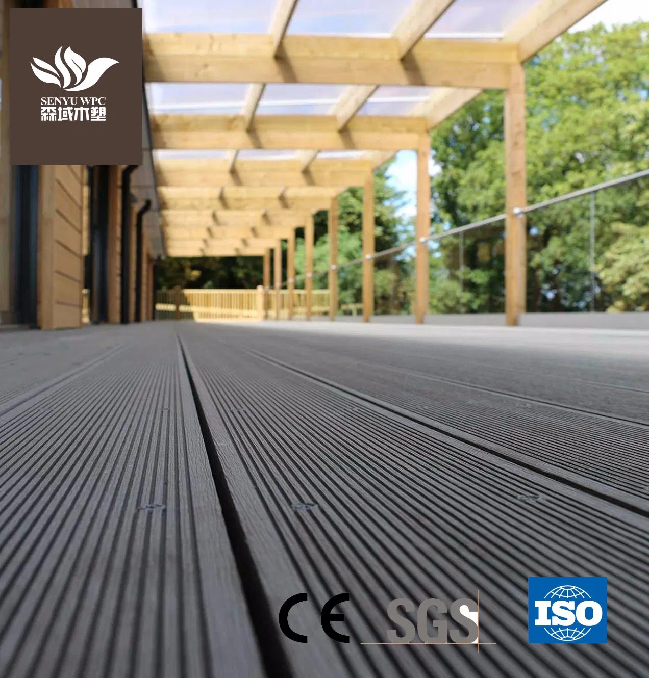 Embossing Solid WPC Composite Decking for Outdoor