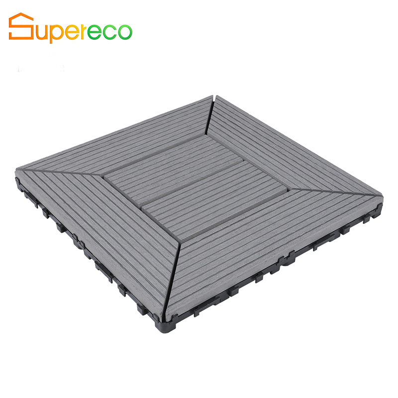Wood Plastic Composite Flooring WPC Interlocking Deck Tile Outdoor Eco-Friendly DIY Decking Tiles Deep Embossed Composite Tile