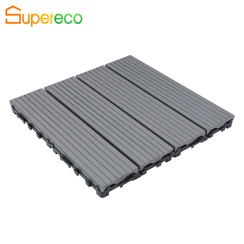 300*300 WPC DIY Square Board Interlocking Tiles Waterproof Fireproof Cobblestone Design Wood/Grass Decking Floor for Home