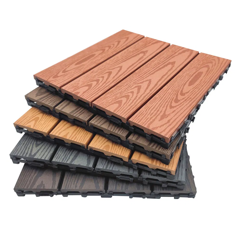 DIY WPC Composite Floor Tiles Co-Extrusion Interlocking Deck Tiles