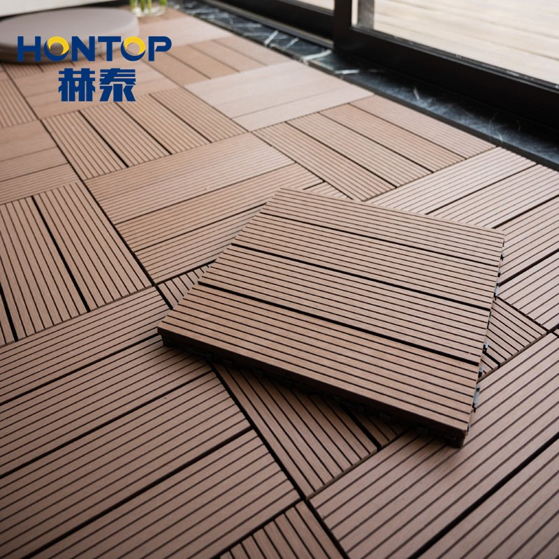 DIY Flooring Wood Plastic Composite Interlocking Plastic Base WPC Deck Tile