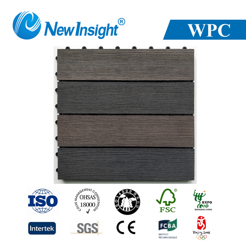 Modernization Waterproof Moisture-Proof WPC Wood Plastic Composite Interlocking DIY Deck Tile with Excellent Quality Durable Easy to Clean 300*300*21.5mm