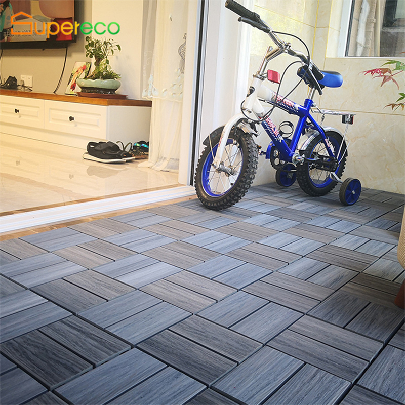 Wood Plastic Composite Flooring WPC Interlocking Deck Tile Outdoor Eco-Friendly DIY Decking Tiles Deep Embossed Composite Tile