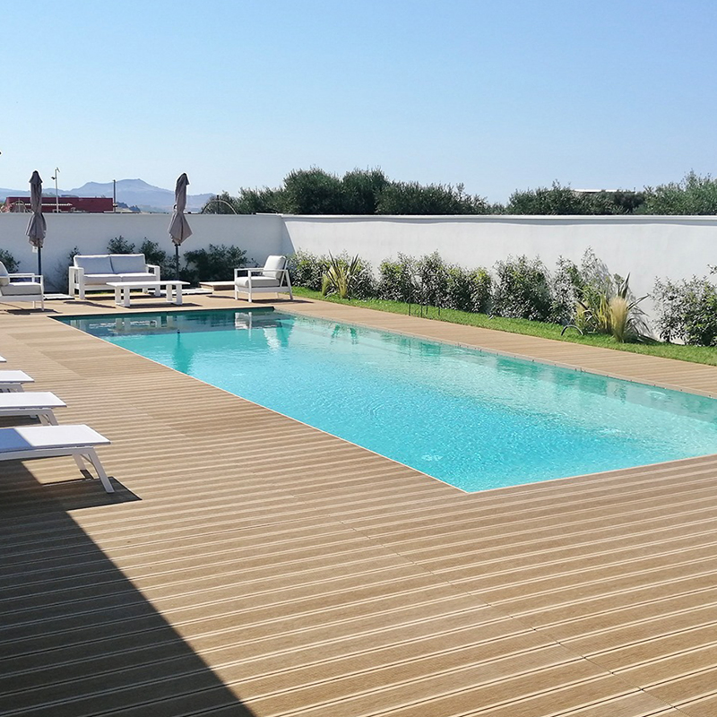 Everok Hot Sale Classic Wood Plastic Composite Hollow Decking Waterproof Anti-Slip Outdoor WPC Decking for Swimming Pool