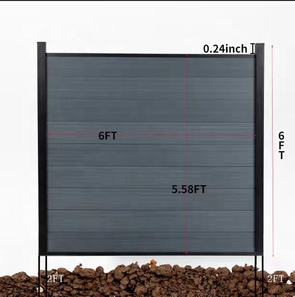 Customized 6FT Co-Extrusion Wood Plastic Composite WPC Fence Panel