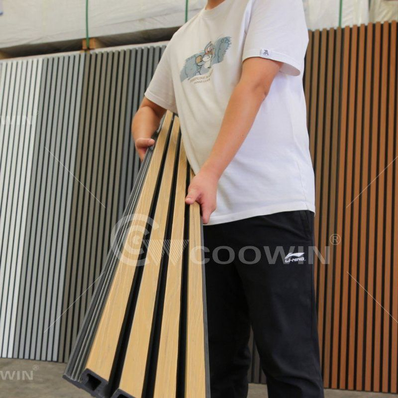 Free Samples Waterproof Outdoor Co Extrued WPC Wall Panel Slatted Composite Cladding