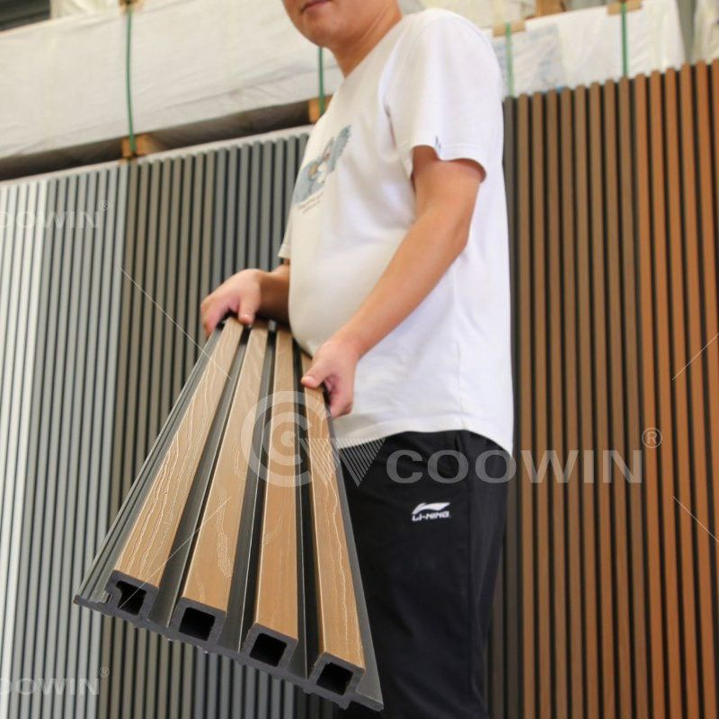 Free Samples Waterproof Outdoor Co Extrued WPC Wall Panel Slatted Composite Cladding