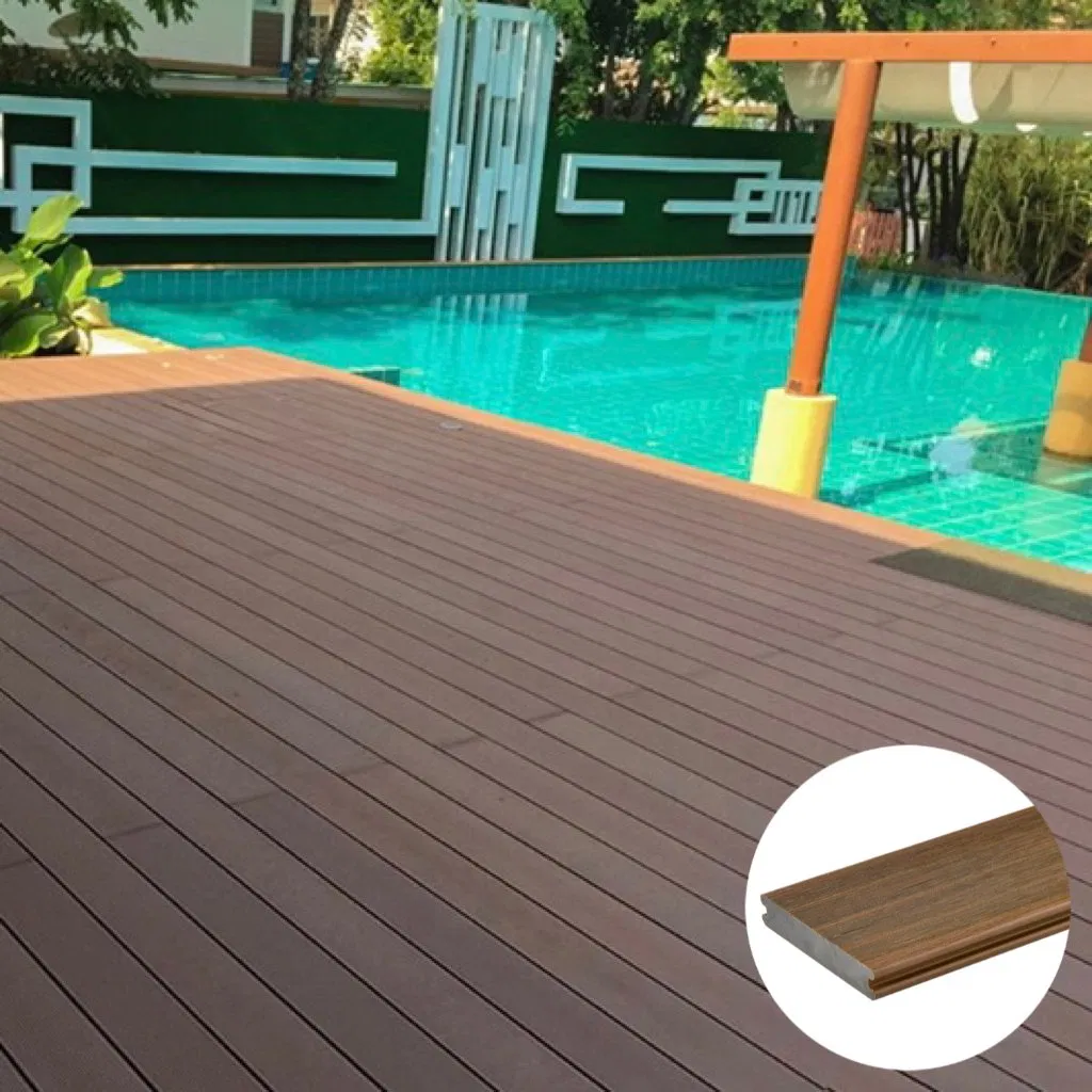Swimming Pool Anti-Slip Waterproof Moistureproof Wood Plastic Composite WPC Coextruded Decking