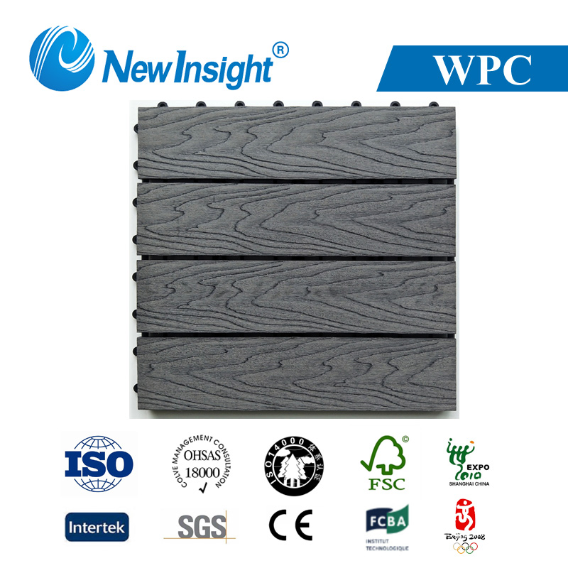 Modernization Waterproof Moisture-Proof WPC Wood Plastic Composite Interlocking DIY Deck Tile with Excellent Quality Durable Easy to Clean 300*300*21.5mm