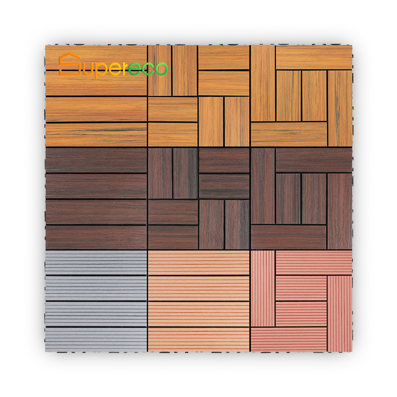 Co-Extrusion Composite WPC Decking Tiles 300X300mm WPC DIY Tiles Interlocking Decking Tiles for Outdoor Patio
