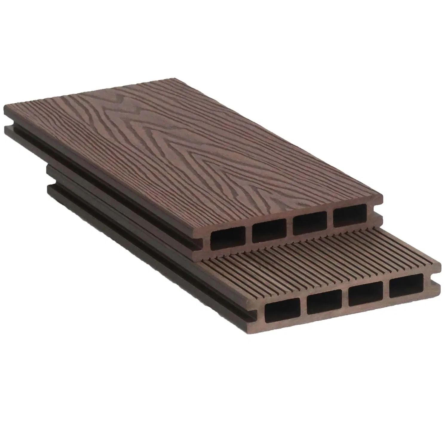 WPC Manufacturer Since 2014 Customized 140*25mm Hollow Wood Grain Decking Wood Plastic Texture WPC Outdoor Decking 3D Embossing