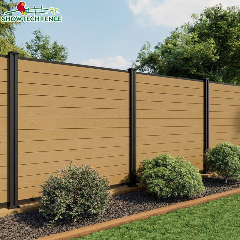 WPC Wood Grain Garden Fence Wall Panels Outdoor, WPC Composite Fencing Boards