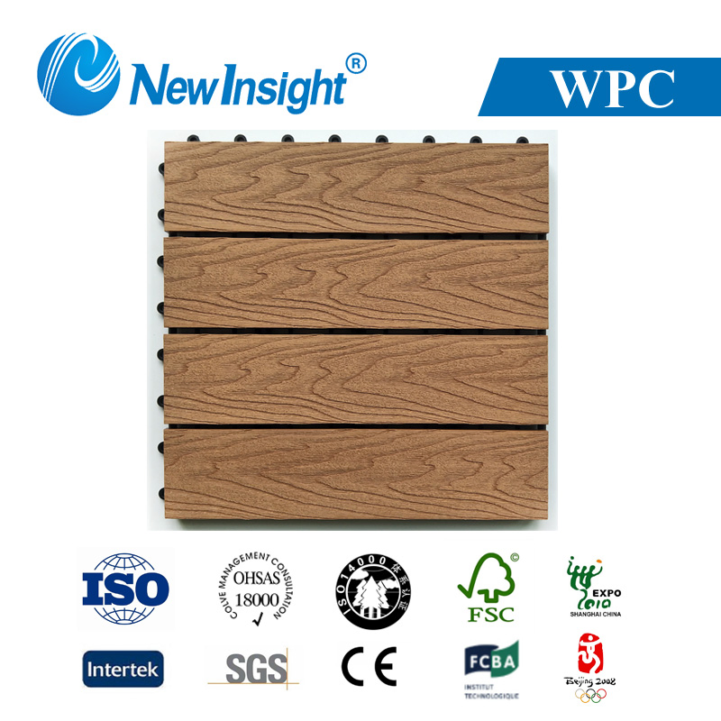 Modernization Waterproof Moisture-Proof WPC Wood Plastic Composite Interlocking DIY Deck Tile with Excellent Quality Durable Easy to Clean 300*300*21.5mm