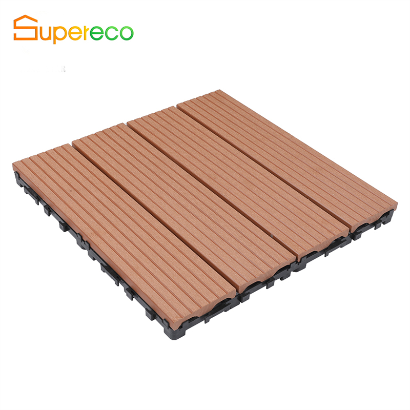 300*300 WPC DIY Square Board Interlocking Tiles Waterproof Fireproof Cobblestone Design Wood/Grass Decking Floor for Home