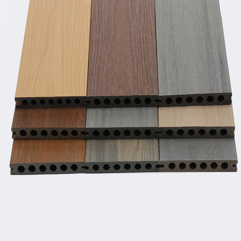 143X22.5mm Maple Walnut Teak Coffee Co-Extrusion 2rd Generation WPC Hollow Decking