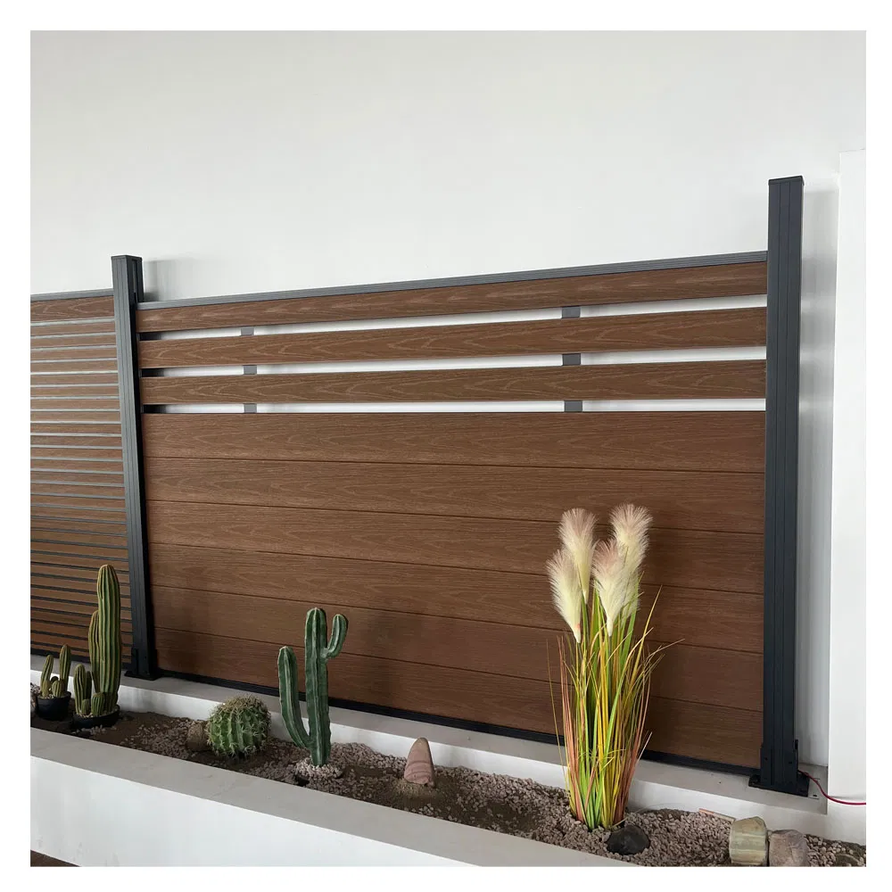 Outdoor Aluminium Garden Fencing Prices Aluminium Post WPC Slat Fence Panels Privacy Aluminium PVC Fence with Horizontal Slats