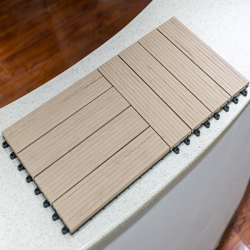 WPC DIY-Tiles China Top Supplier Co-Extrusion Teak Floor Tile Non-Slip Interlocking DIY Tiles Outdoor Easy Installation Pavement Tile