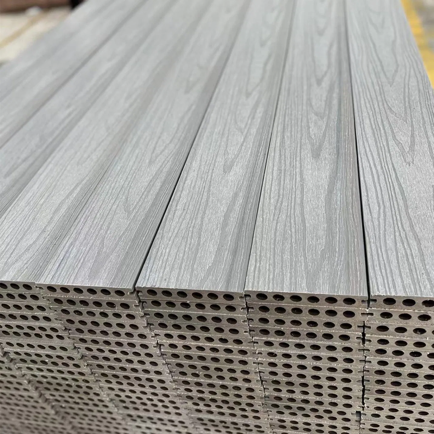 Customizable Co-Extruded Round Hole WPC Decking UV-Resistant Waterproof Outdoor Flooring with Custom Colors &amp; Lengths for Global Buyers