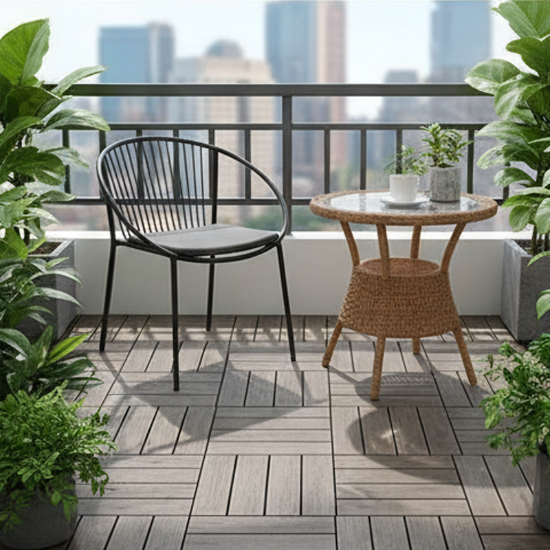 WPC DIY-Tiles China Top Supplier Co-Extrusion Teak Floor Tile Non-Slip Interlocking DIY Tiles Outdoor Easy Installation Pavement Tile