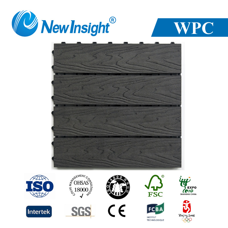 Modernization Waterproof Moisture-Proof WPC Wood Plastic Composite Interlocking DIY Deck Tile with Excellent Quality Durable Easy to Clean 300*300*21.5mm