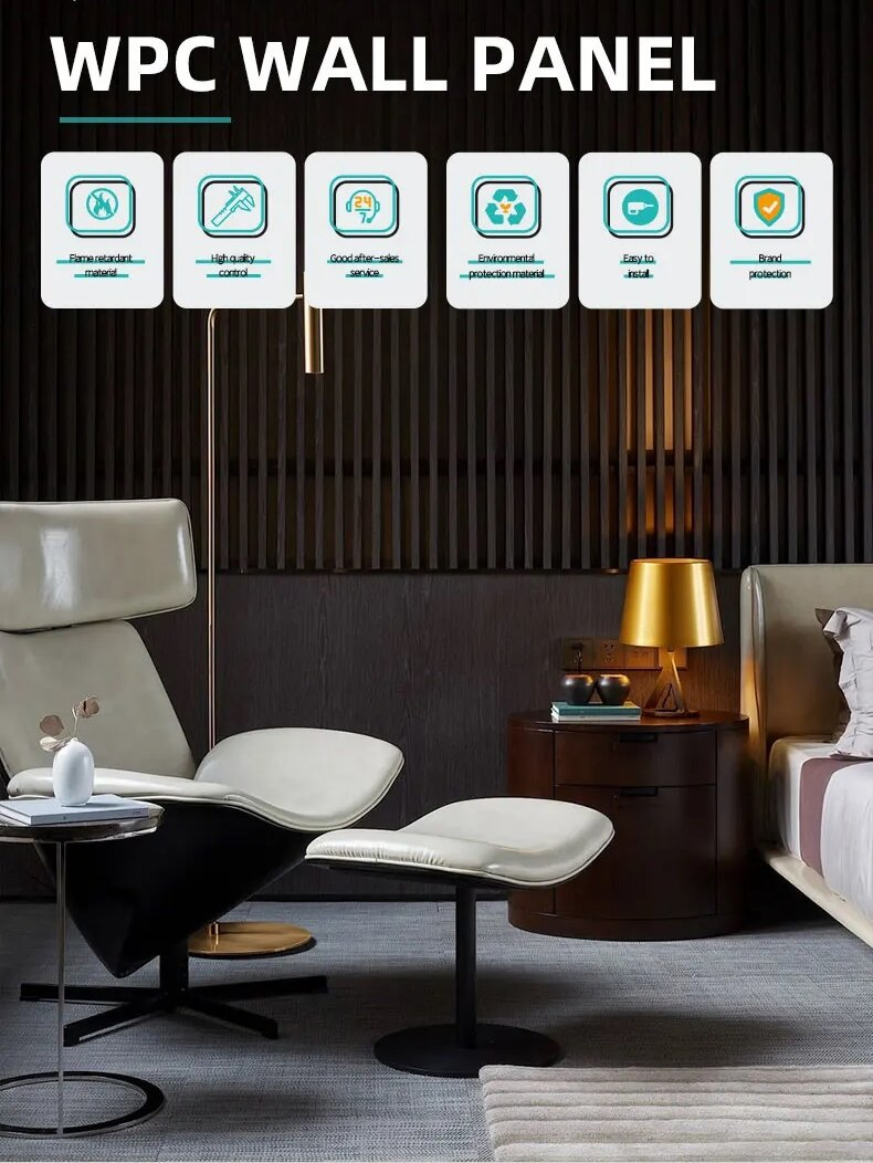 Modern Design and Moisture-Proof Custom Factory Interior WPC Fence WPC Wall Panel Indoor WPC Board Sheet Wall Panel PVC Great Wall Panels