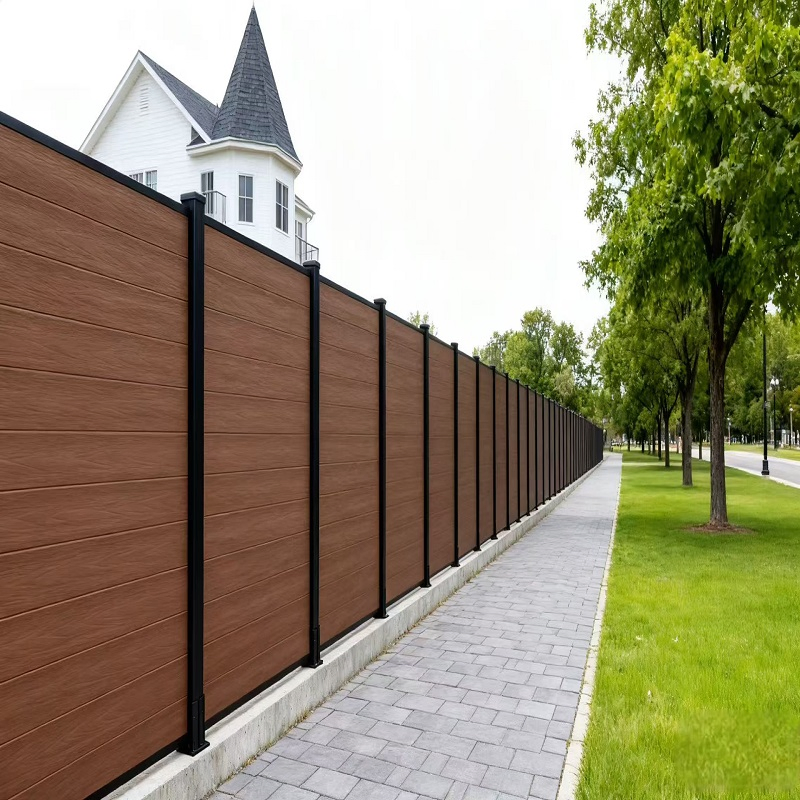 Outdoor New Carved WPC Fence Panel Aluminum Post Windproof Design