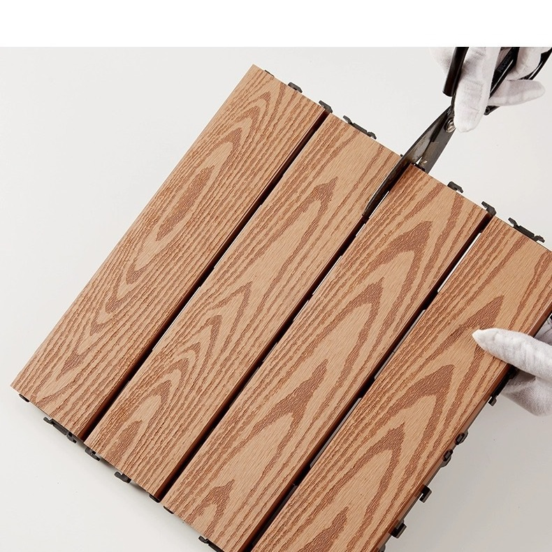 DIY WPC Composite Floor Tiles Co-Extrusion Interlocking Deck Tiles