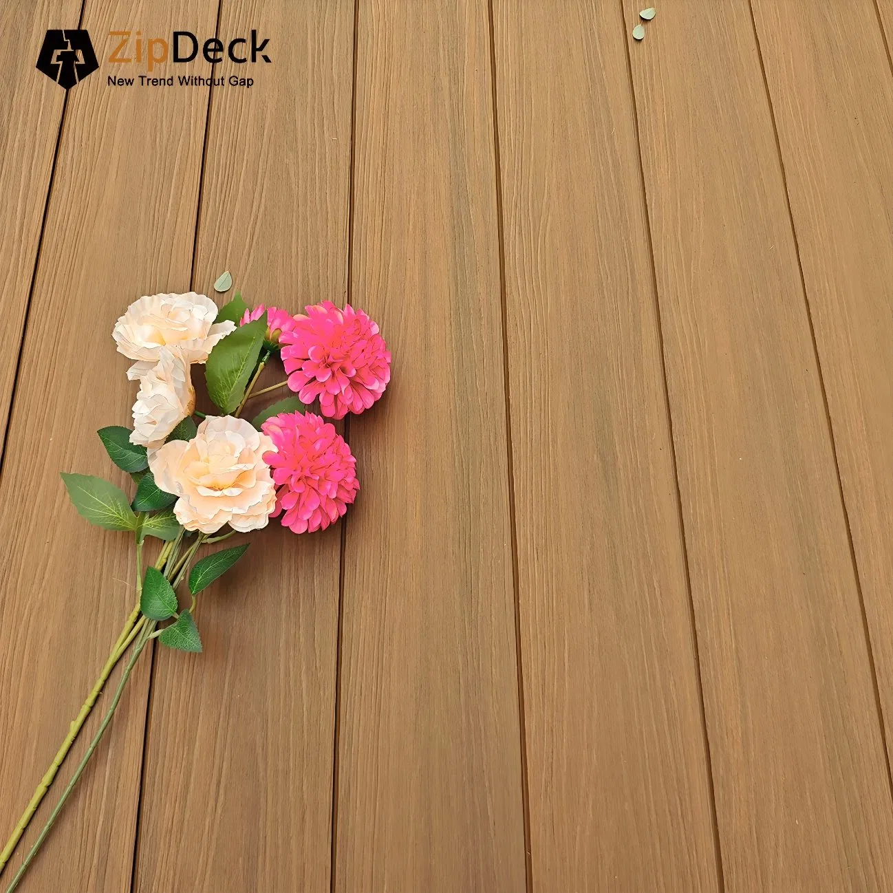 Waterproof Easy Installation WPC Decking Invisible Gap Design Solid Hardwood Outdoor Flooring