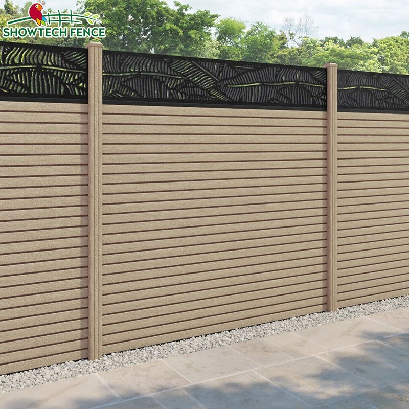 WPC Wood Grain Garden Fence Wall Panels Outdoor, WPC Composite Fencing Boards