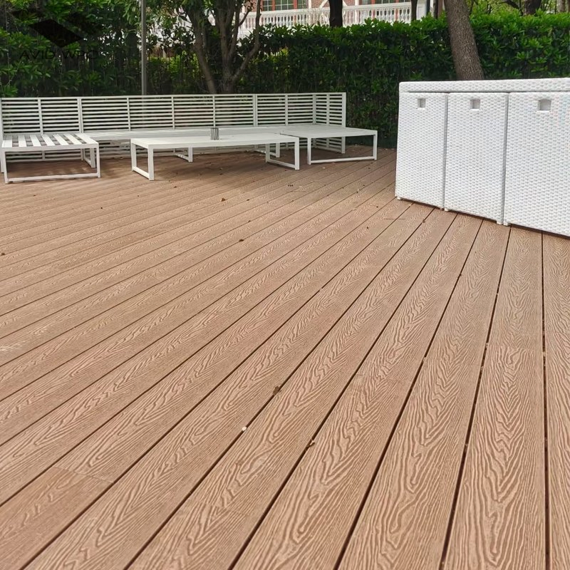 WPC Manufacturer Since 2014 Customized 140*25mm Hollow Wood Grain Decking Wood Plastic Texture WPC Outdoor Decking 3D Embossing