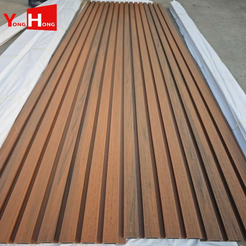 Home Decoration External 3D Wood Plastic Composite Decorative Exterior/Outdoor Facade Cladding Fence Ribbed PVC/WPC Wall Panel