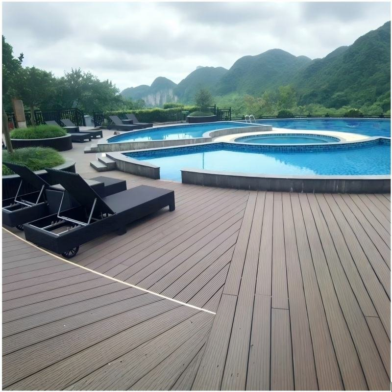 High Quality WPC Decking Hard Wearing Co-Extruded Swimming Pool Wood Composite Panels Waterproof Patio WPC Outdoor Decking