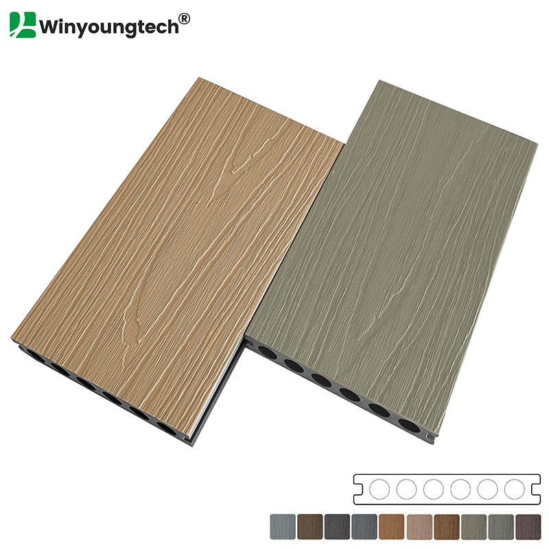 Co-Extrusion Anti-Slip WPC Decking for Exterior Villa Open Pool Easy Installation Waterproof Wear Resistant Composite Wood Grain