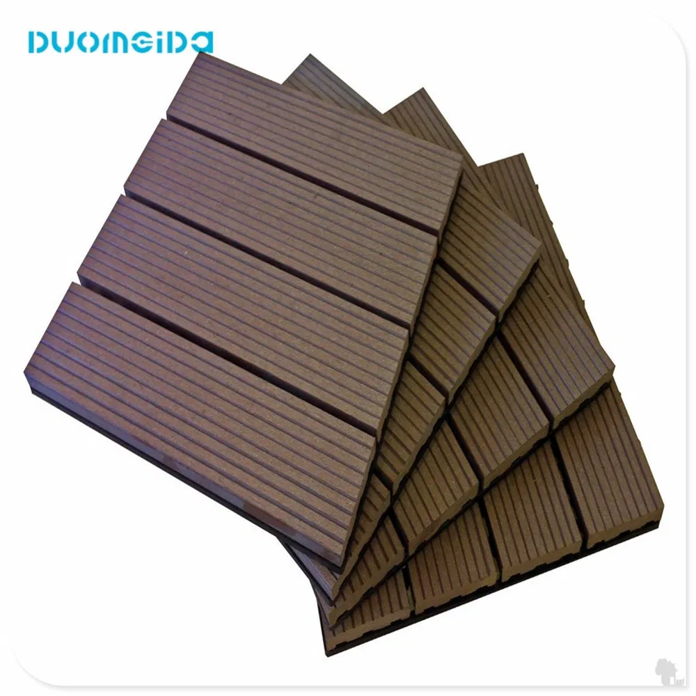 Interlocking DIY Grooved Waterproof Easy Install WPC Decking Tiles