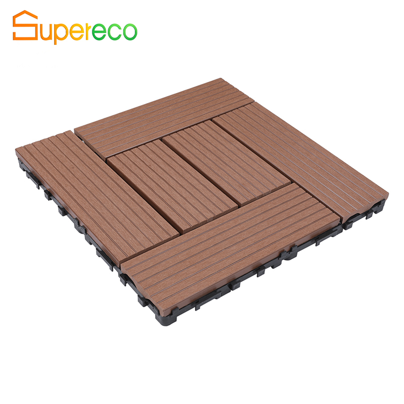 Wood Plastic Composite Flooring WPC Interlocking Deck Tile Outdoor Eco-Friendly DIY Decking Tiles Deep Embossed Composite Tile