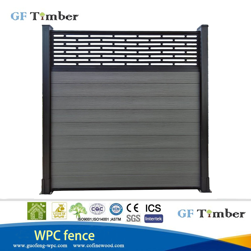 Outdoor New Carved WPC Fence Panel Aluminum Post Windproof Design