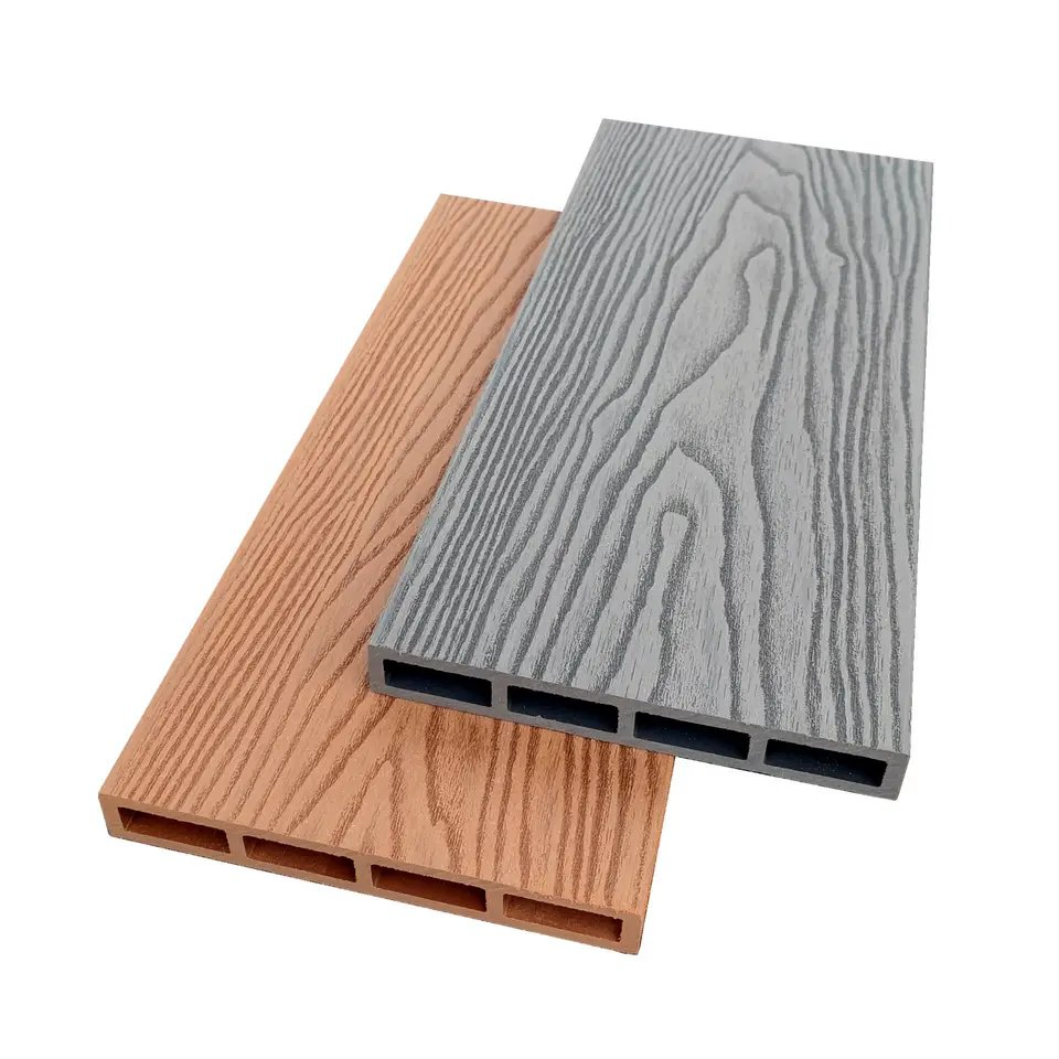 Eco-Friendly WPC Fence Panel 3D Embossed Waterproof Wood Grain Outdoor Privacy Fence