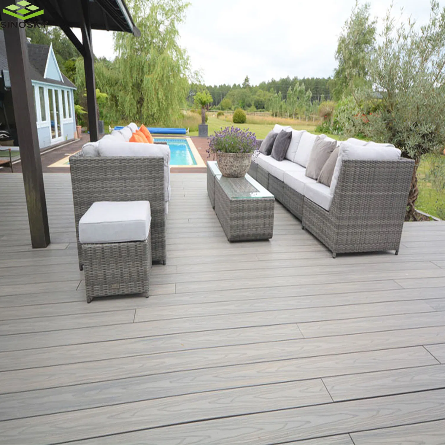 Anti-Slip Anti-Fade Anti-Mold WPC Panel Decking for Swimming Pool/Poolside