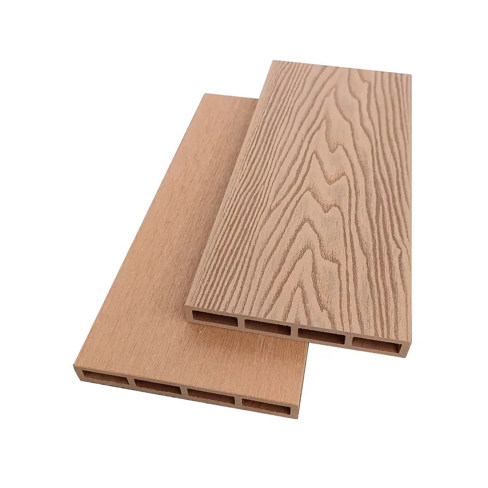 Eco-Friendly WPC Fence Panel 3D Embossed Waterproof Wood Grain Outdoor Privacy Fence