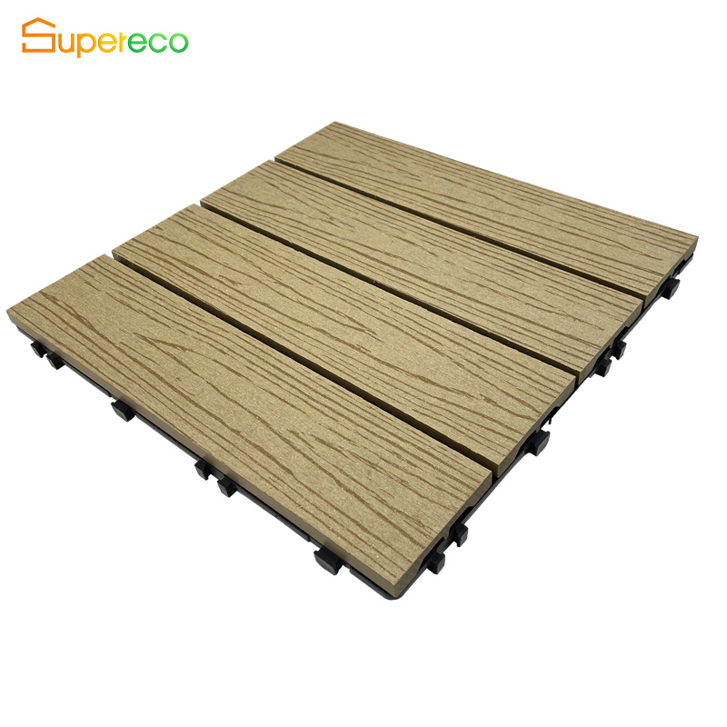 300*300 WPC DIY Square Board Interlocking Tiles Waterproof Fireproof Cobblestone Design Wood/Grass Decking Floor for Home