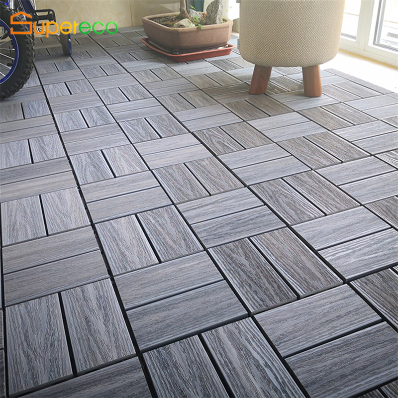 Wood Plastic Composite Flooring WPC Interlocking Deck Tile Outdoor Eco-Friendly DIY Decking Tiles Deep Embossed Composite Tile