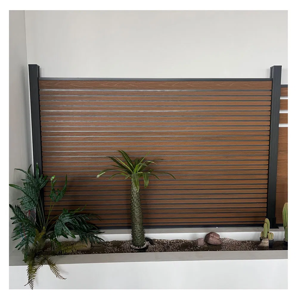 Outdoor Aluminium Garden Fencing Prices Aluminium Post WPC Slat Fence Panels Privacy Aluminium PVC Fence with Horizontal Slats