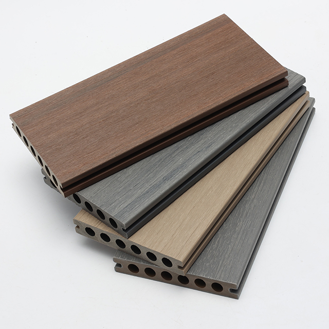 143X22.5mm Maple Walnut Teak Coffee Co-Extrusion 2rd Generation WPC Hollow Decking