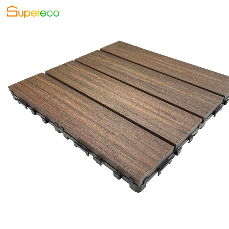 Co-Extrusion Composite WPC Decking Tiles 300X300mm WPC DIY Tiles Interlocking Decking Tiles for Outdoor Patio