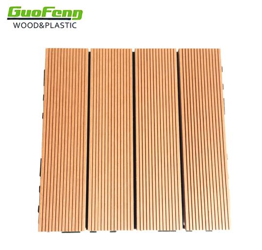 300*300mm DIY WPC Decking 3D Embossing Tile Outdoor Eco-Friendly Interlocking Flooring Tile