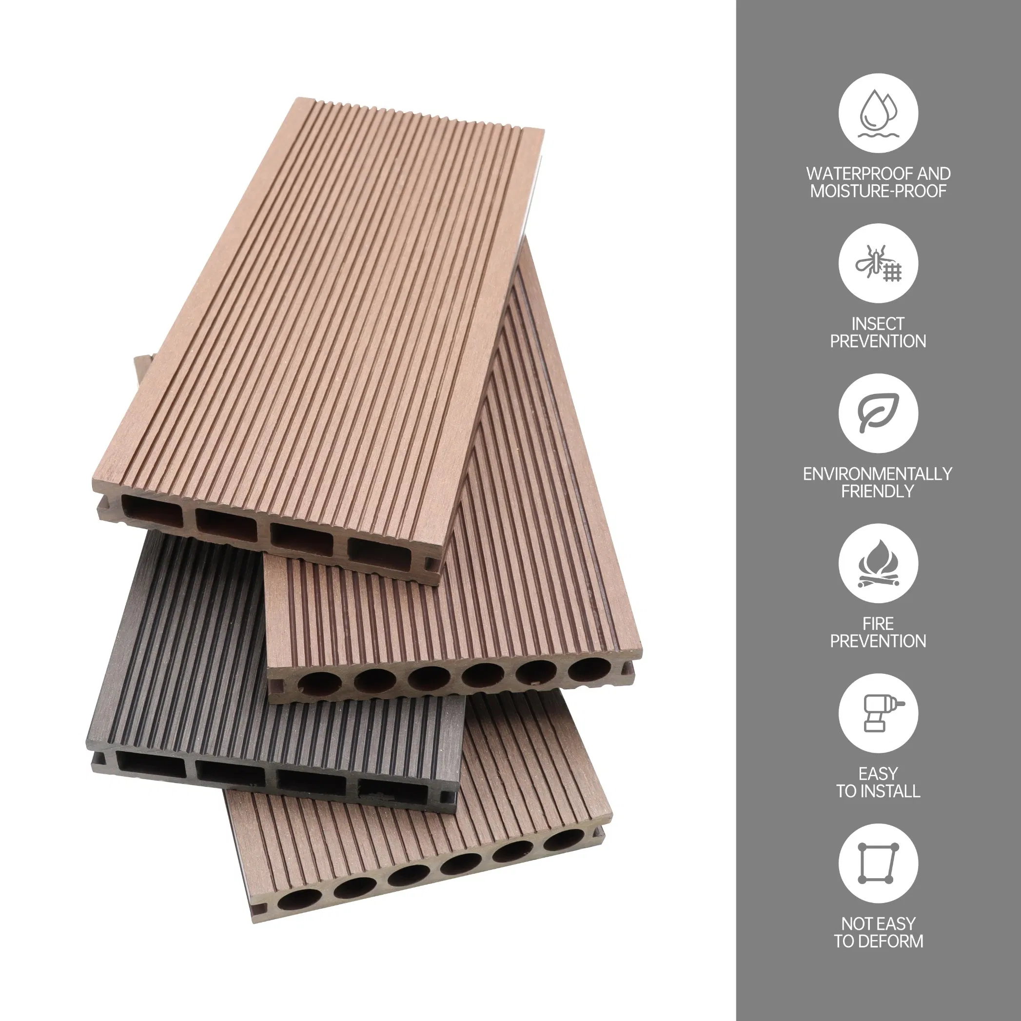 Sonsill Luxury Easy Installation Eco-Friendly Anti-UV Wood Plastic Composite WPC Co-Extrusion Decking for Outdoor Swimming Pool Flooring