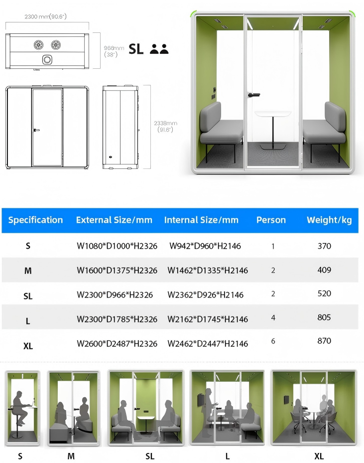 Quiet Vocal Booth Home Office Pod Soundproof Cabi, Portable Work Pod Curved Booth Compact Small Cabin