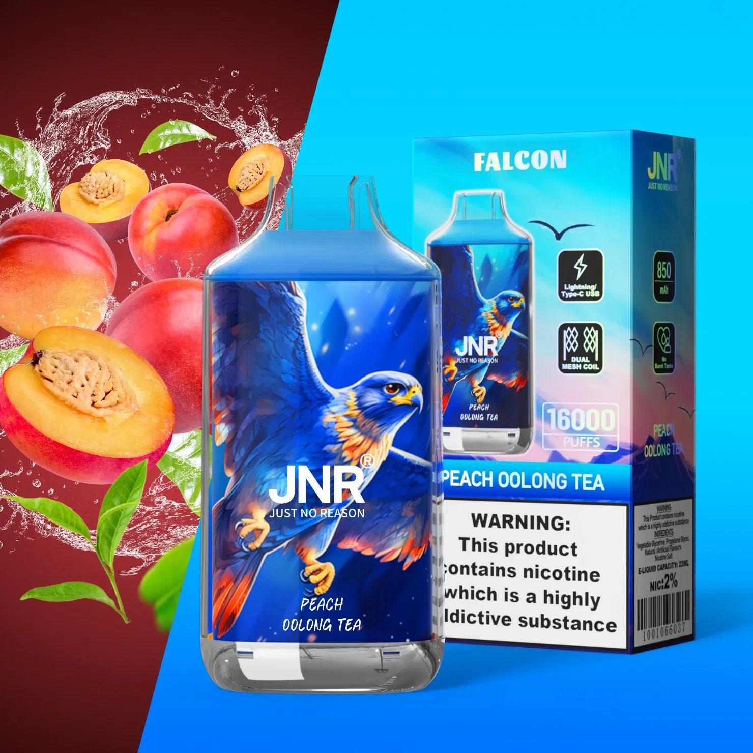 Jnr Eco-Friendly Packaging Available in Various Nicotine Levels Falcon Disposable Vape