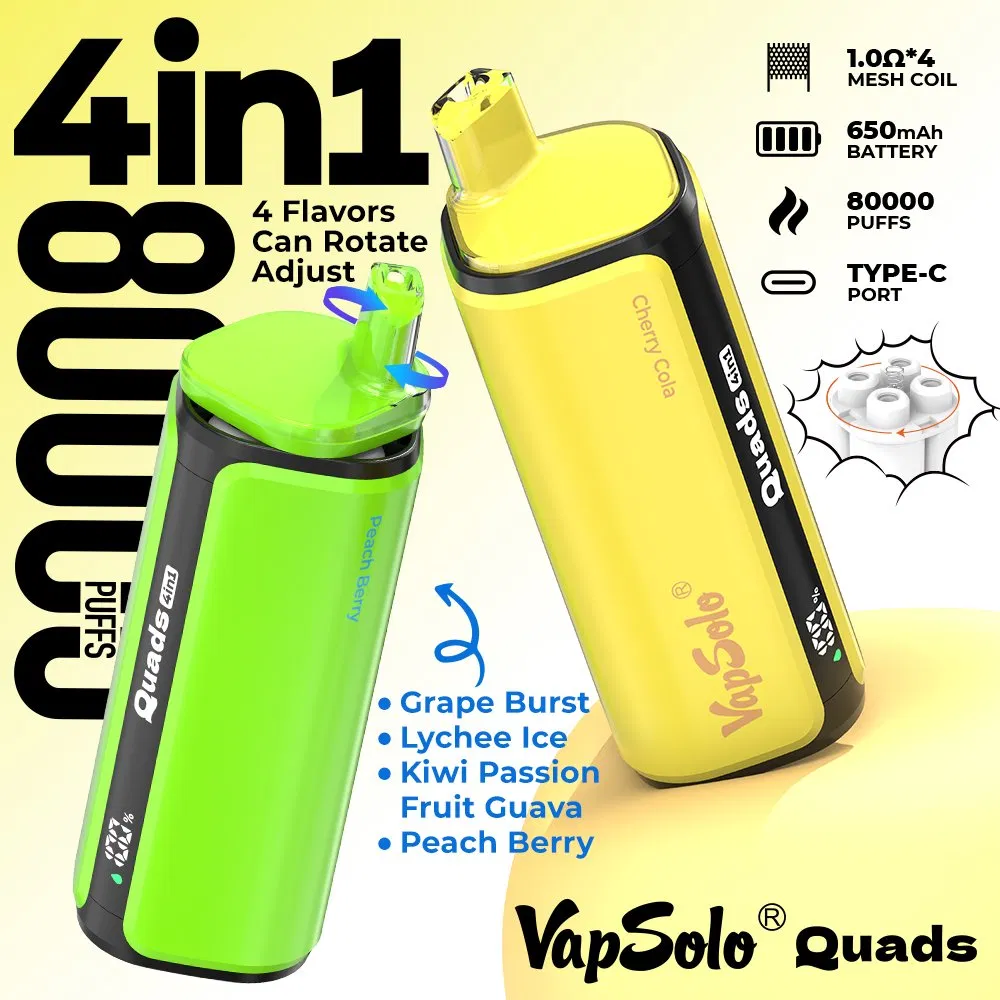 Vapesolo Vape 4 in 1 Quads 80000 Puffs Disposable Cigarettes Vape Factory Wholesale 4in1 Electronic Cigarette Puff Bar Pod Vaper